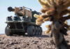 An experimental Army robot, nicknamed Origin, at the Project Convergence exercise at Yuma Proving Ground, Ariz.