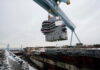 USS Ford under construction at Newport News shipyard.