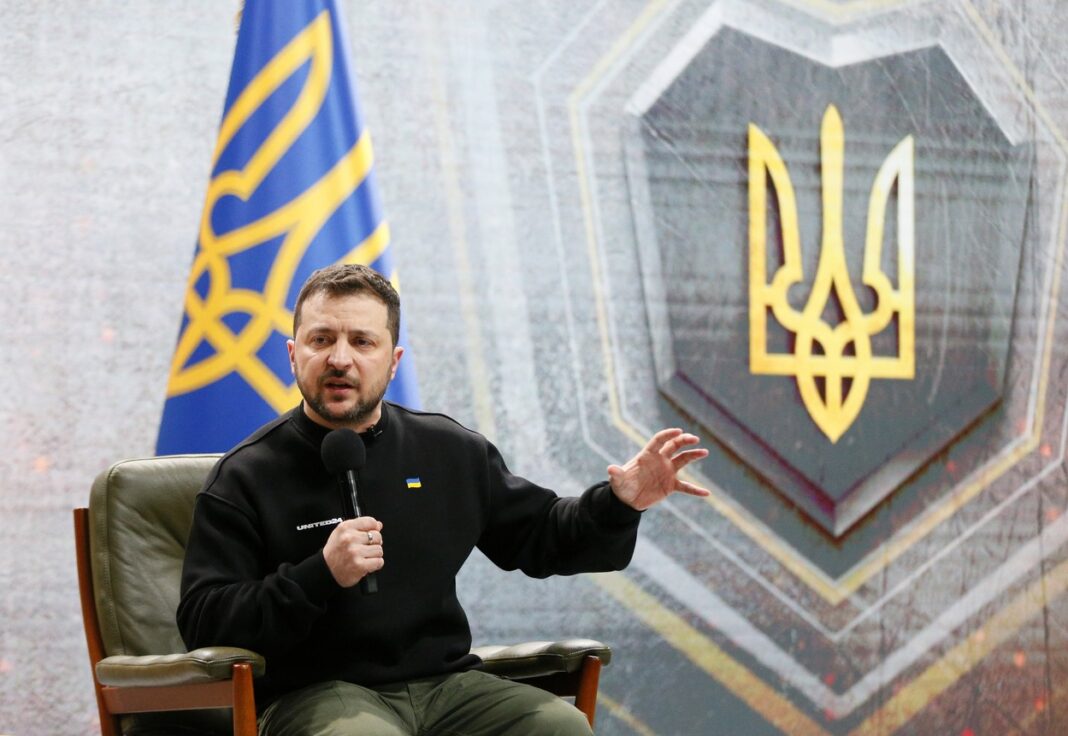 Ukrainian President Volodymyr Zelensky Press Conference In Kyiv, Ukraine - 24 Feb 2023