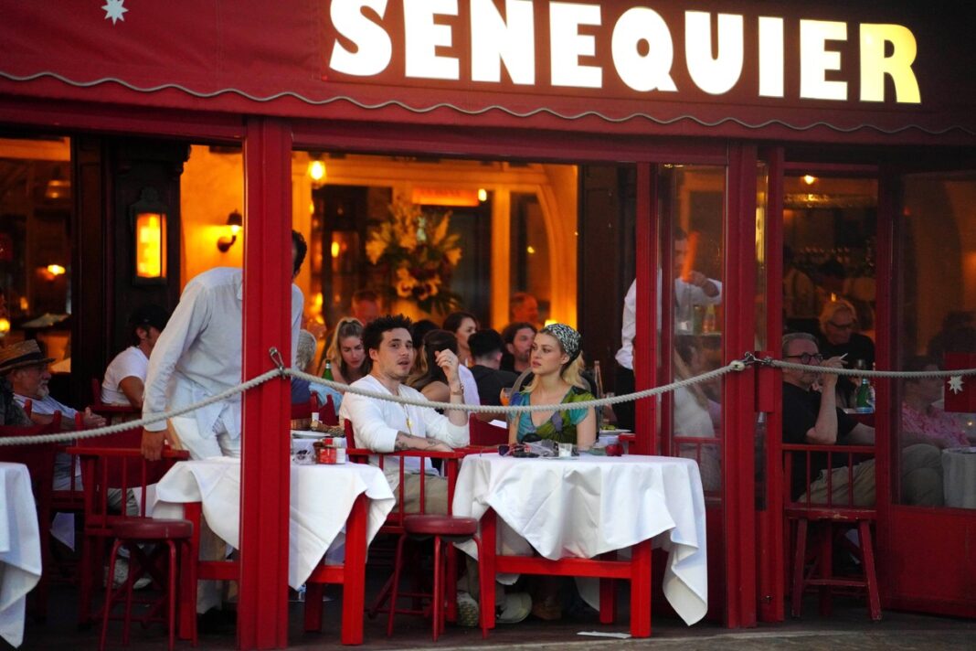 EXCLUSIVE: Brooklyn Beckham and his wife Nicola Peltz strolling and having dinner at Senequier restaurant during holidays in St-Tropez