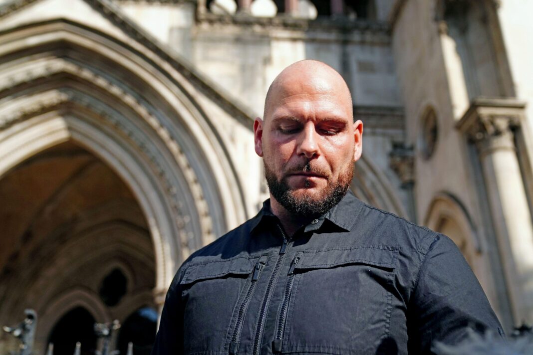 Dean Gregory, 37, from Ilkeston in Derbyshire, the father of six-month-old Indi Gregory who has mitochondrial disease and is being treated at Queen's Medical Centre, Nottingham, speaks to the media as he arrives at the Royal Courts of Justice, in central