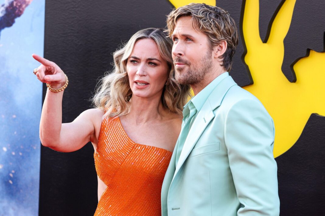 Hollywood, United States. 30th Apr, 2024. HOLLYWOOD, LOS ANGELES, CALIFORNIA, USA - APRIL 30: Emily Blunt wearing a custom Armani Priv dress, Alexandre Birman shoes, and Tiffany and Co. jewelry and Ryan Gosling wearing a Gucci suit arrive at the Los Angel
